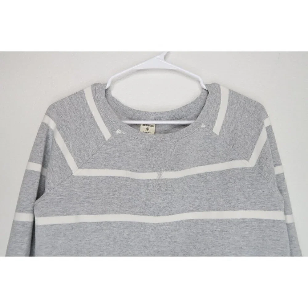 Goodthreads Sweater Heather Gray Open Stripe Long Sleeve Crew Neck Women's XS